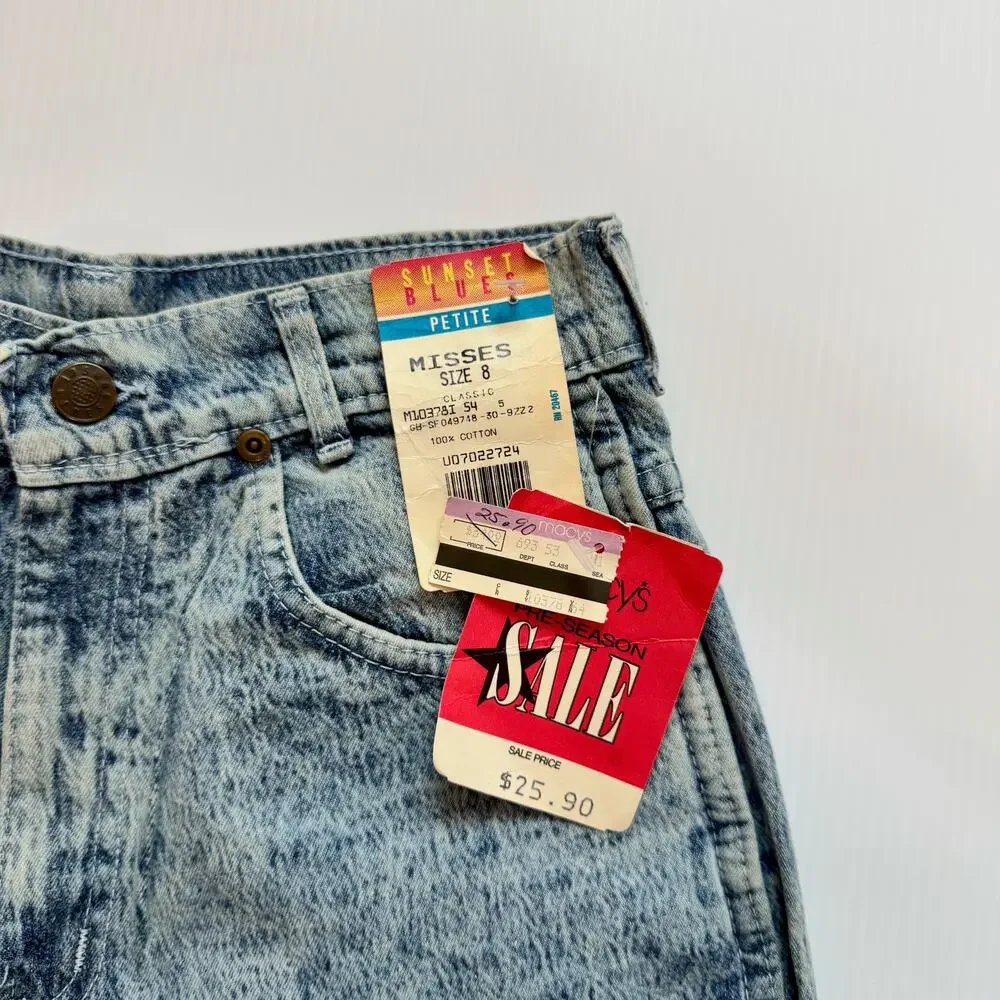 VTG 80s NWT High Rise Acid Wash Jeans Women's 8 Petite Americana USA Deadstock - Picture 7 of 15